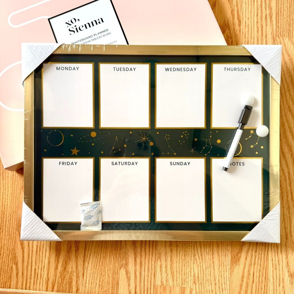 XO Sienna Magnetic Whiteboard Weekly Planner 12x15in Marker Magnets Celestial